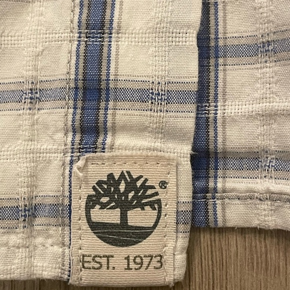 Timberland Men’s Short Sleeve Button Down Plaid Shirt - Picture 3 of 3